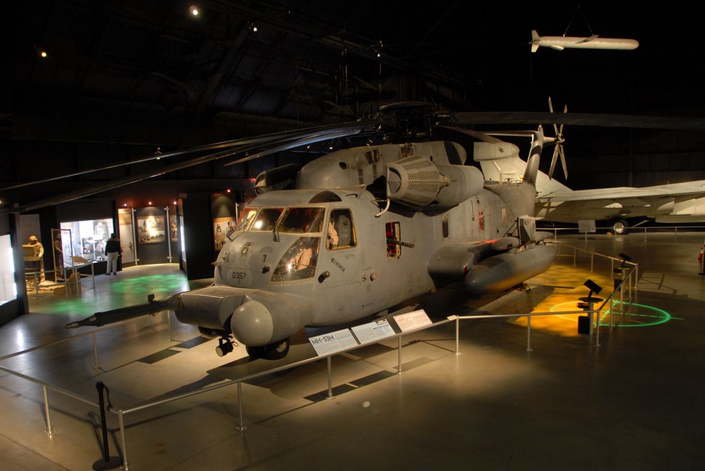 The Warrior Airmen exhibit, including the MH-53, on display in the Cold War Gallery