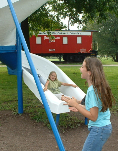 Stopping at a playground instead of a fast food restaurant lets kids get some exercise and keeps everyone a lot happier in the car.