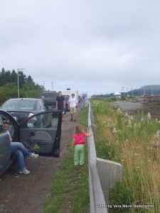 Waiting in line on Deer Island for L'etite Ferry