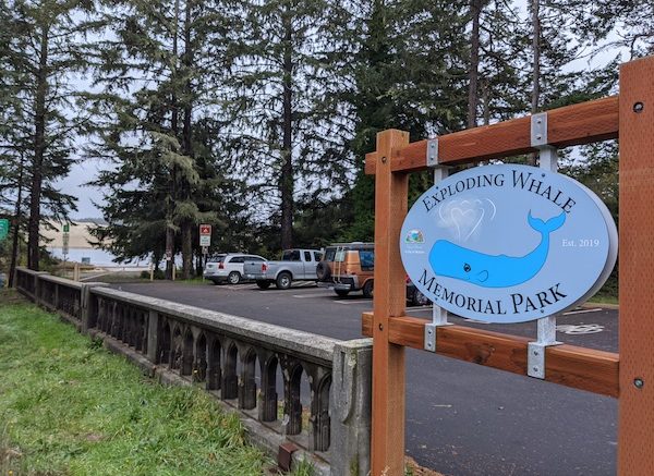 Sign for the Exploding Whale Park in Florence