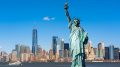 The Statue of Liberty stands above New York's harbor.