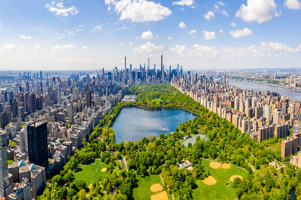 An aerial view of Central Park in Manhattan, New York.