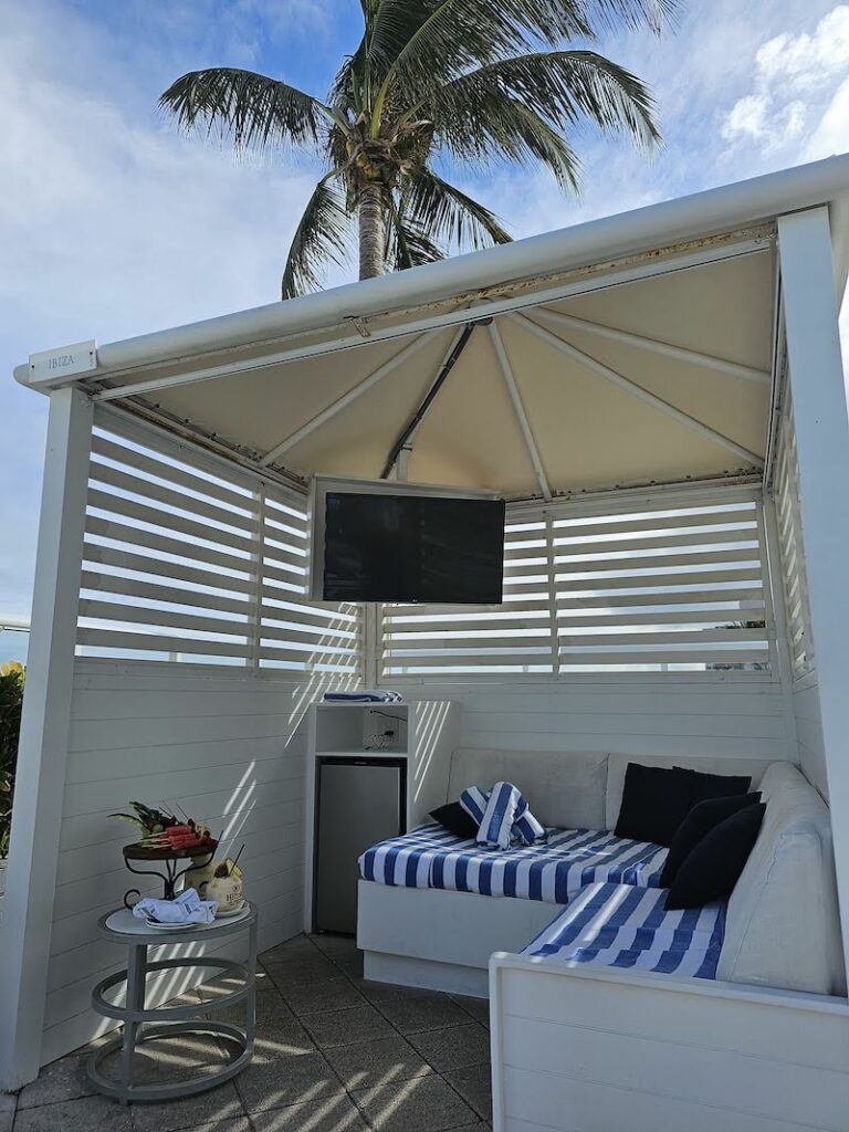 Our private cabana at the Hilton Fort Lauderdale Beach Resort