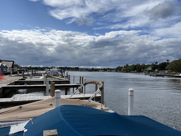 Boats moored in the Saugatuck Harbor