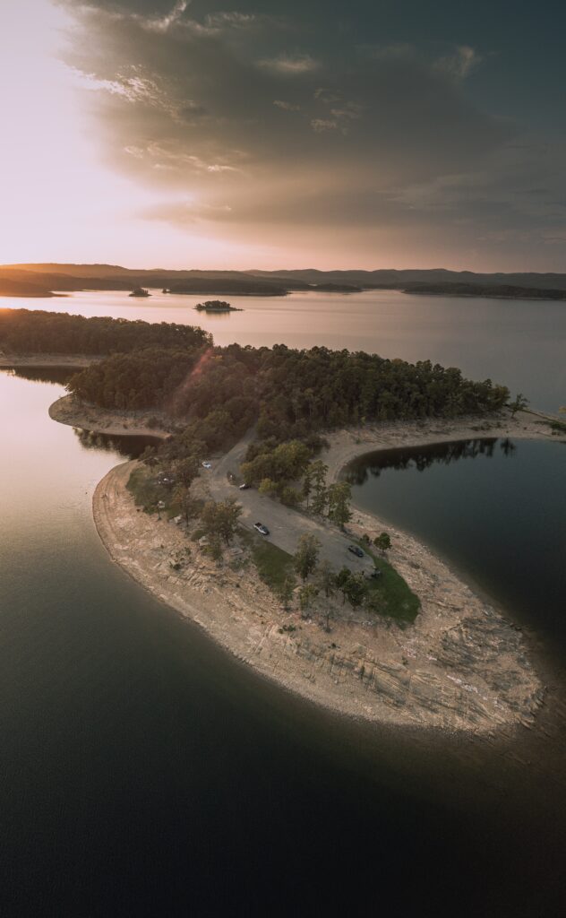 aerial view of broken bow lake in Oklahoma